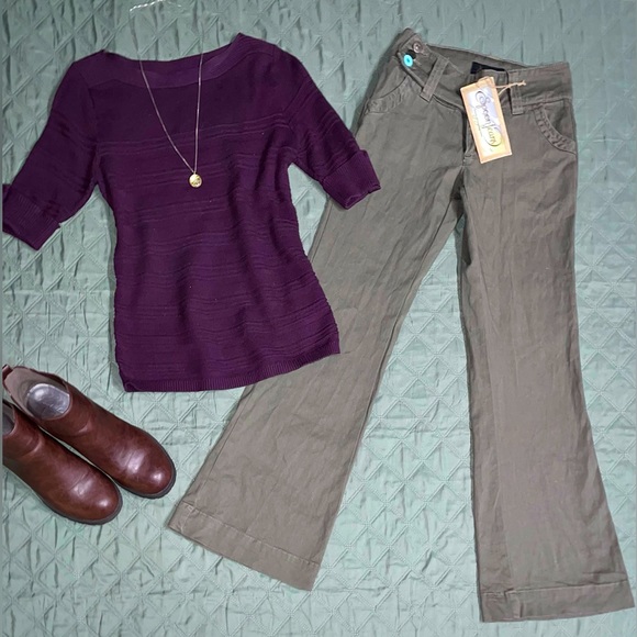 SPOON JEANS Extended-Tab Twill Flare Pants, Size 1/32 Inseam, NWT - Picture 3 of 14